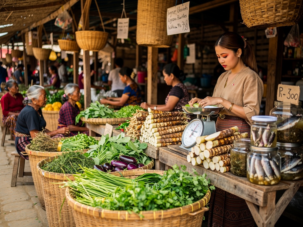 Fresh produce and local food stalls at Ima Keithel