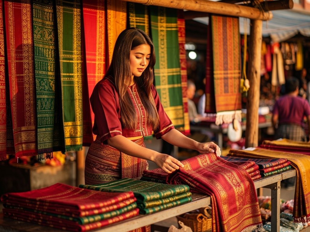 Handloom textile stalls at Ima Keithel