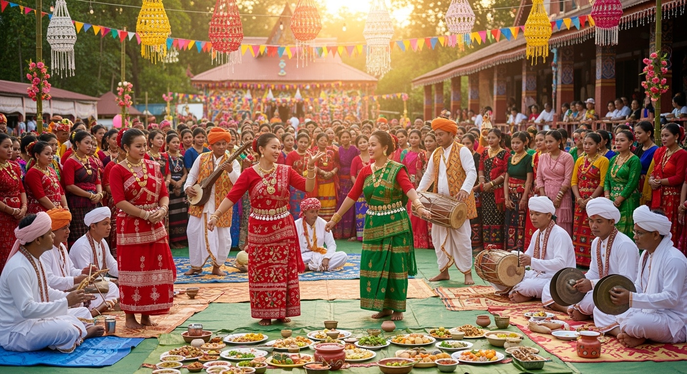 Colorful traditional Manipuri festival celebration