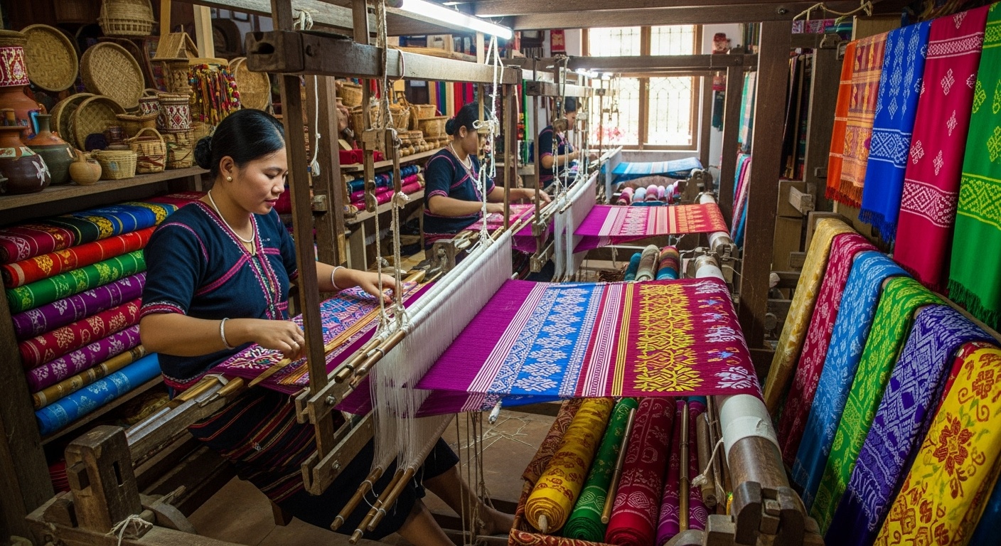Traditional Manipuri handloom weaving with intricate patterns