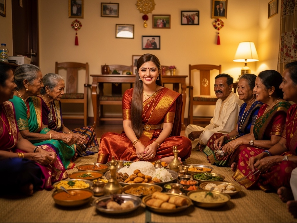 Women welcomed home for Ningol Chakouba with traditional Manipuri sweets