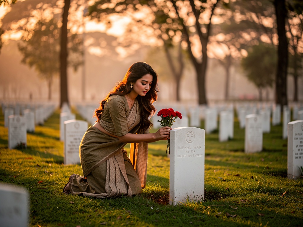 Imphal War Cemetery at golden hour